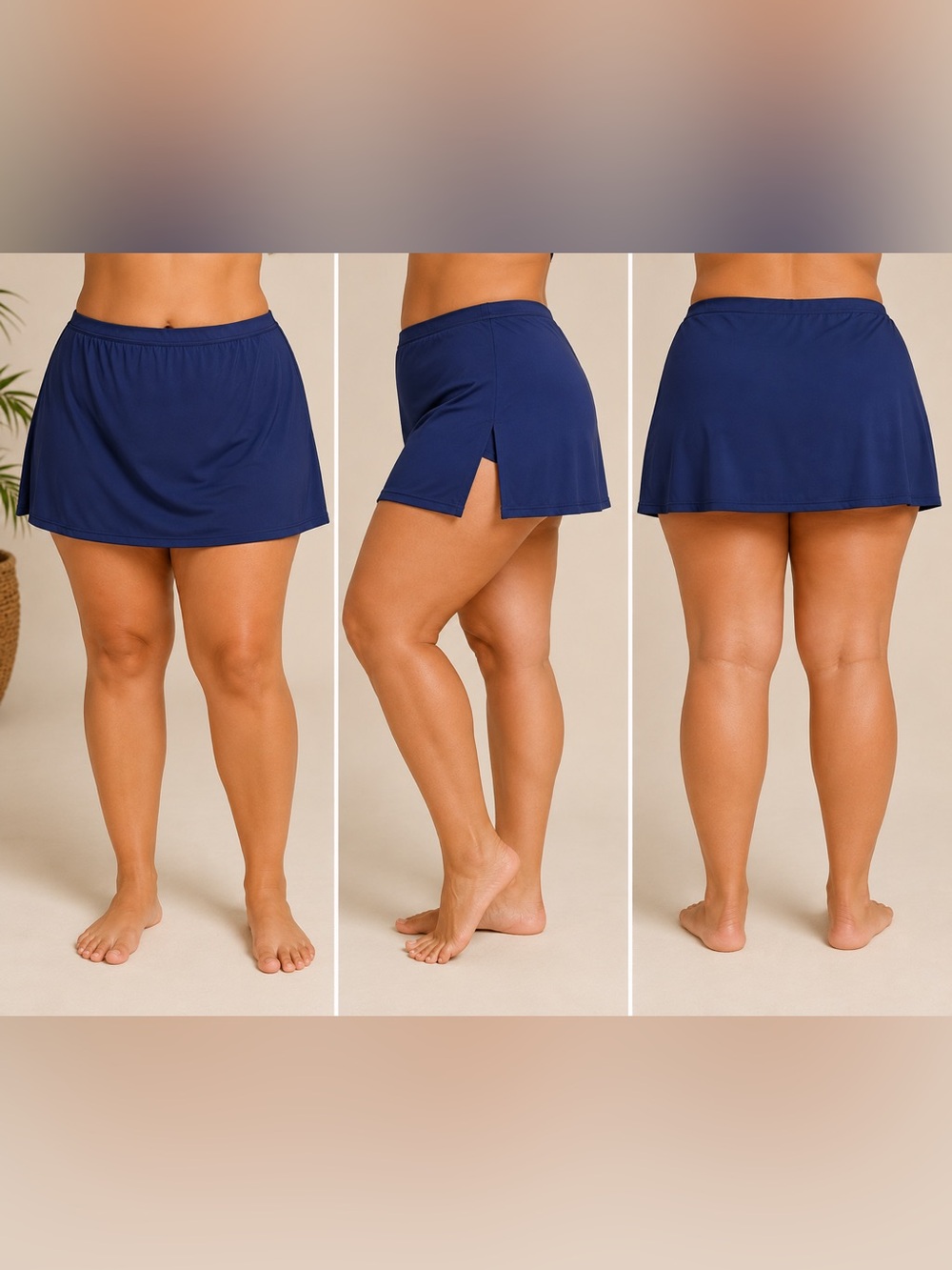 Sz XL Navy Blue Cazimi SIDE SLIT SKIRT SWIM BOTTOM